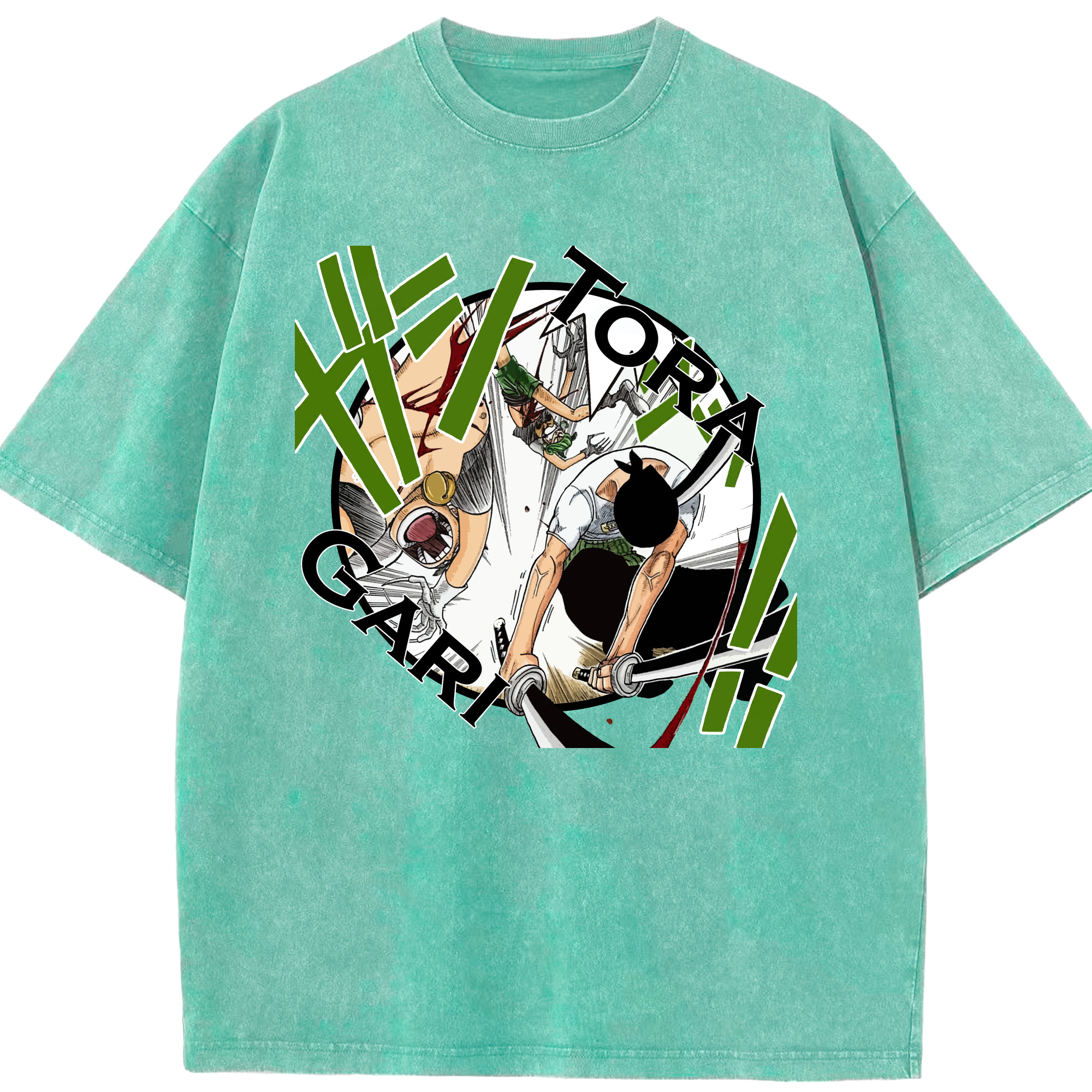 ワンピース ロロノア・ゾロ ONE PIECE Roronoa Zoro 綿100% ヴィンテージ風 半袖Tシャツ（フロントプリント）